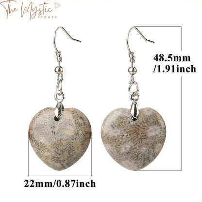 Chrysanthemum Stone Heart Drop Earrings