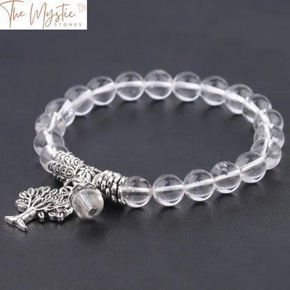 Clear Quartz Chakra Bracelet With Tree Of Life Charm