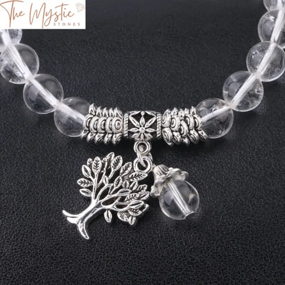 Clear Quartz Chakra Bracelet With Tree Of Life Charm