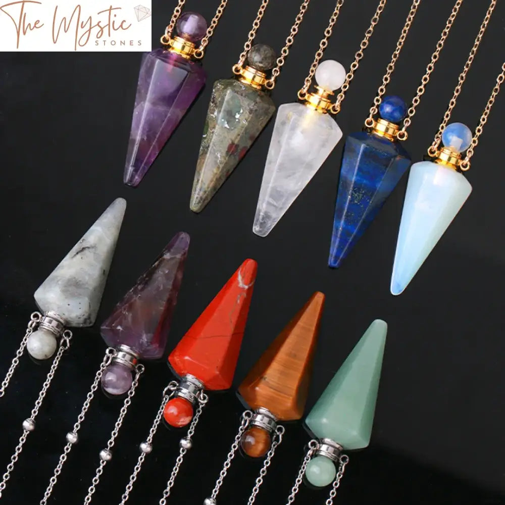 Clear Quartz Cone Perfume Diffuser Necklace