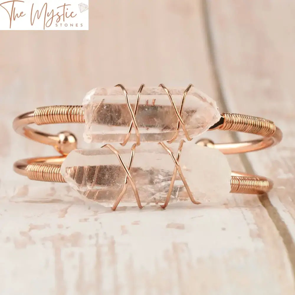 Clear Quartz Copper Cuff Bangle