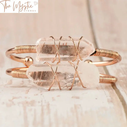 Clear Quartz Copper Cuff Bangle