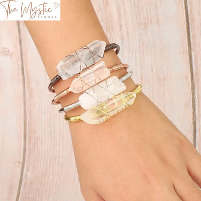 Clear Quartz Copper Cuff Bangle