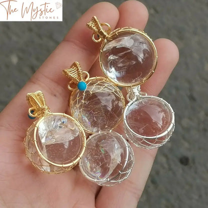 Clear Quartz Crystal Sphere Pendant