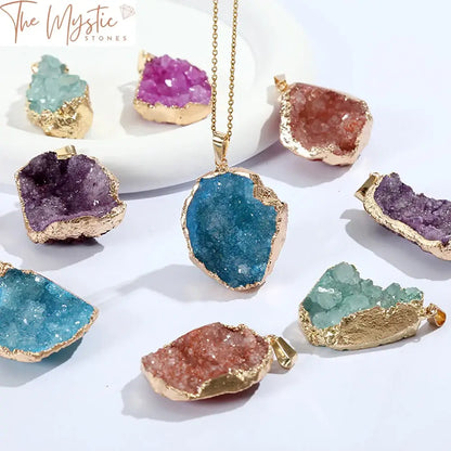 Colorful Agate Geode Quartz Pendant