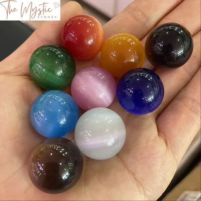 Colorful Cat Eye Quartz Sphere 20Mm