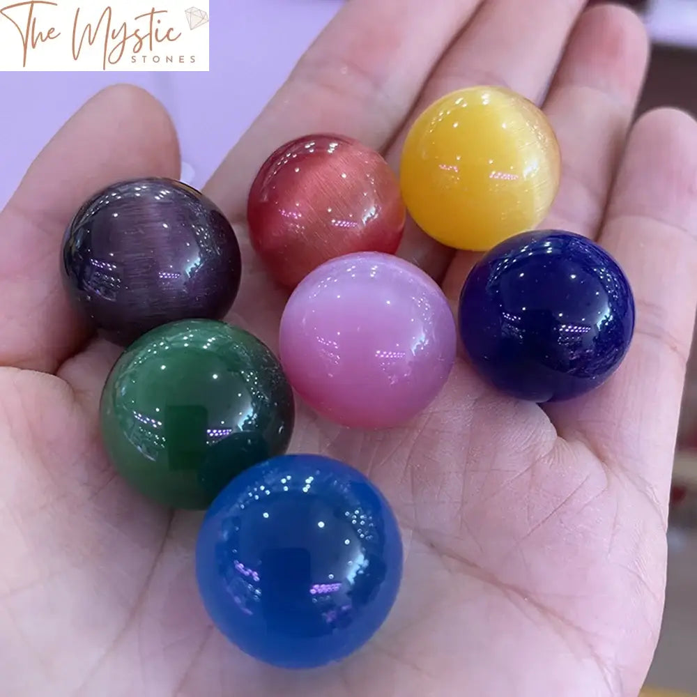 Colorful Cat Eye Quartz Sphere 20Mm