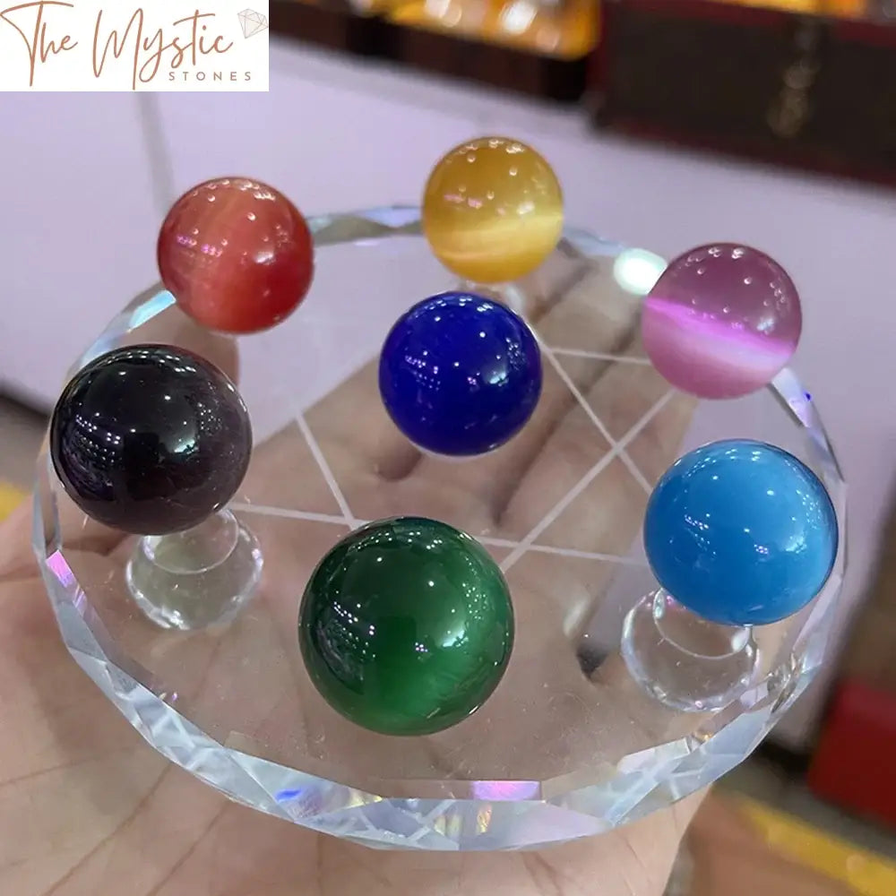 Colorful Cat Eye Quartz Sphere 20Mm