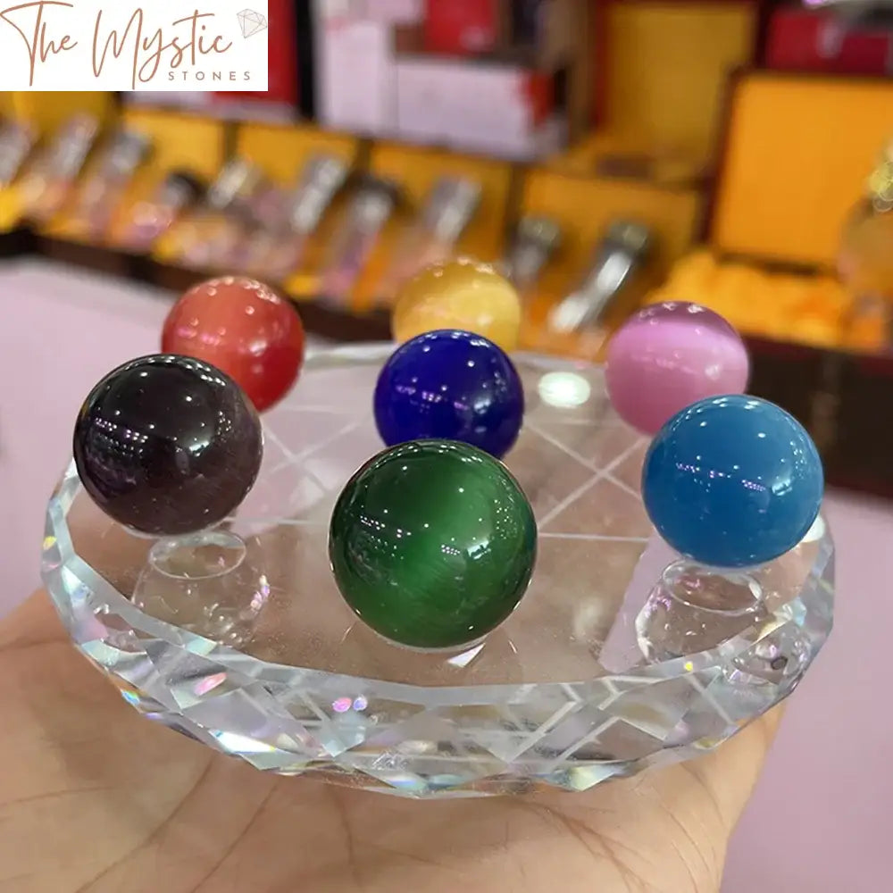 Colorful Cat Eye Quartz Sphere 20Mm