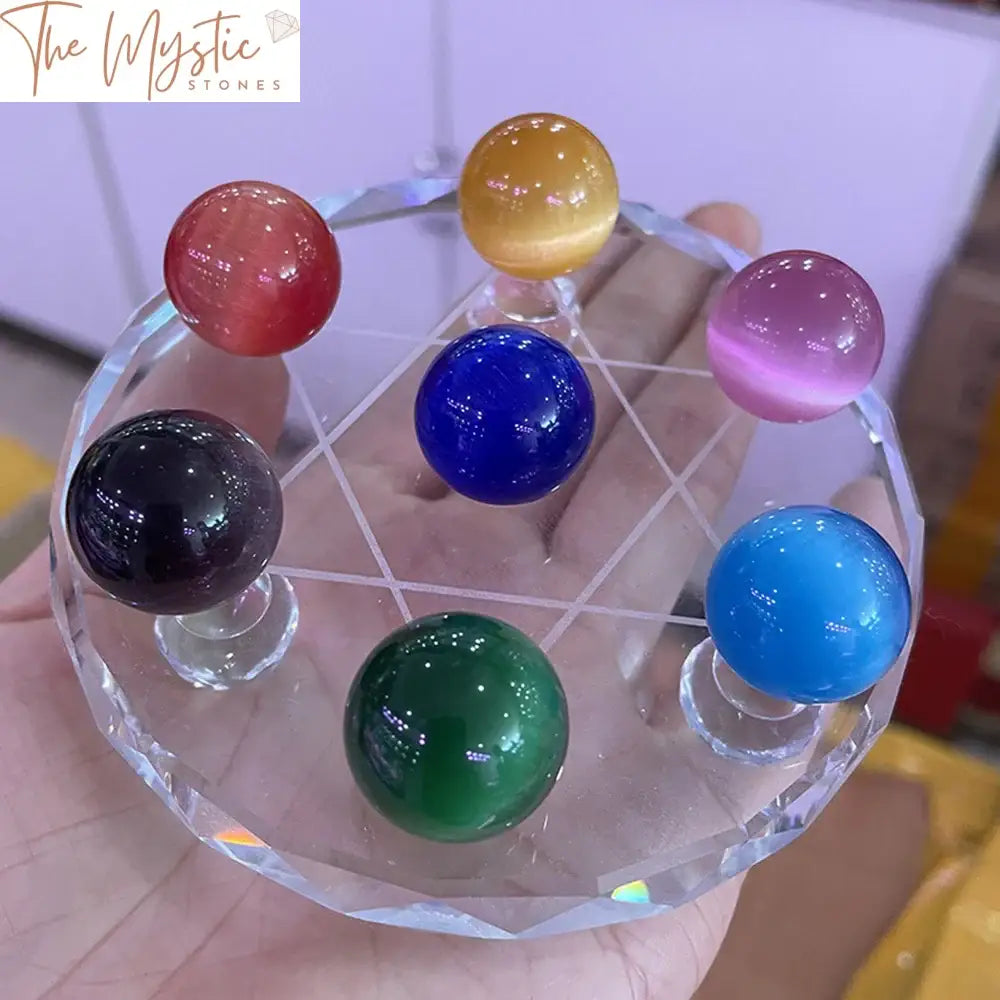 Colorful Cat Eye Quartz Sphere 20Mm