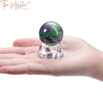 Colorful Fluorite Crystal Sphere With Stand