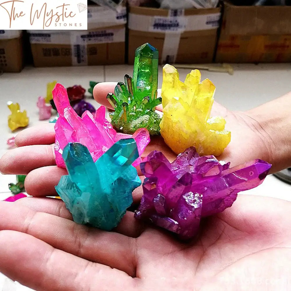 Colorful Quartz Crystal Cluster Healing Ornament