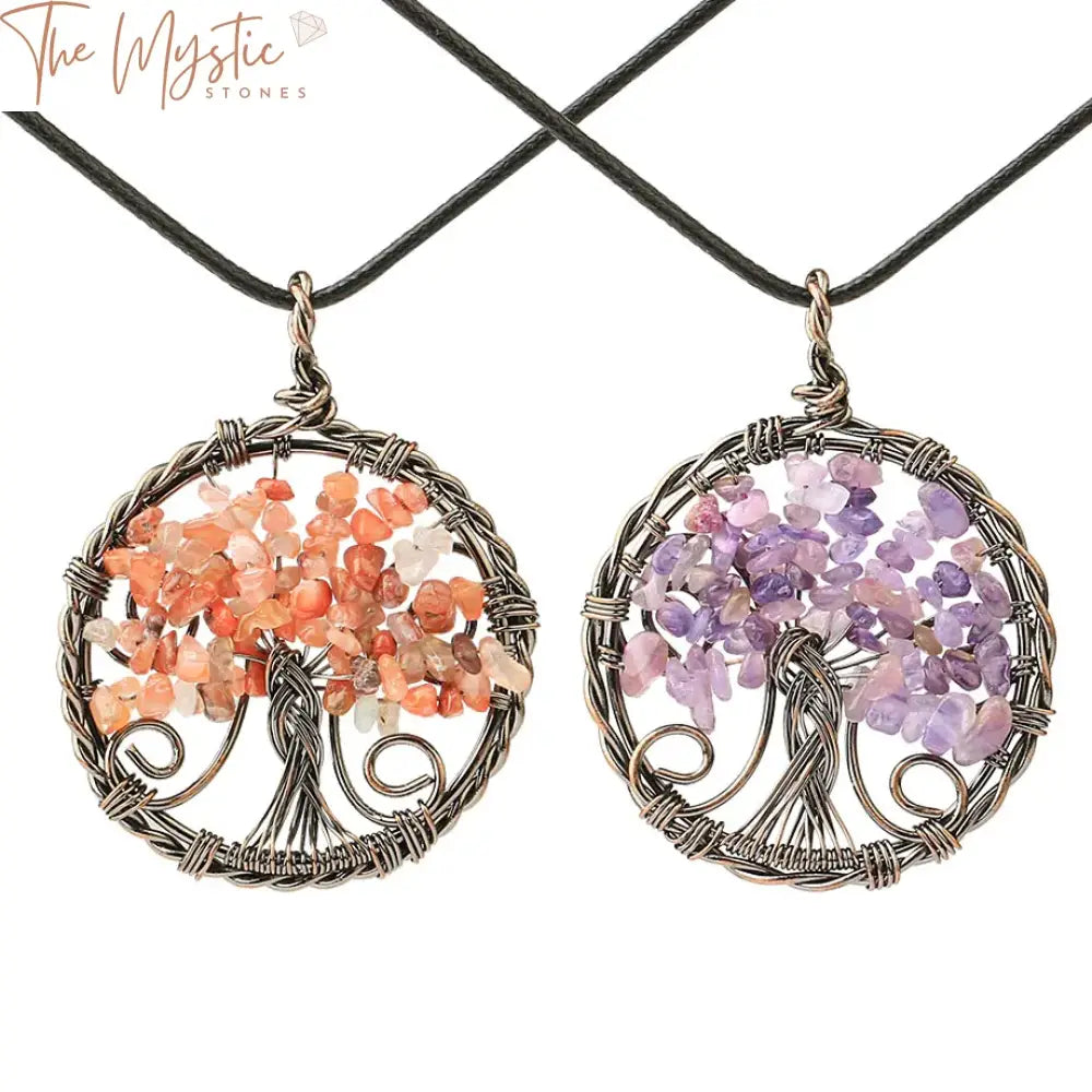 A beautifully crafted necklace featuring a Tree of Life pendant, skillfully wire wrapped in copper.