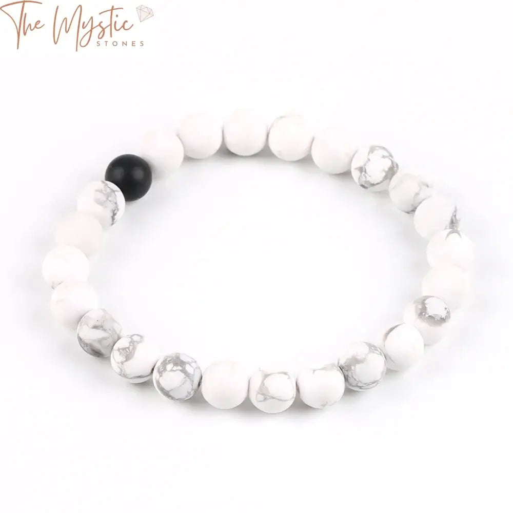 Couples Balance Bead Bracelets - Black Agate & White Howlite