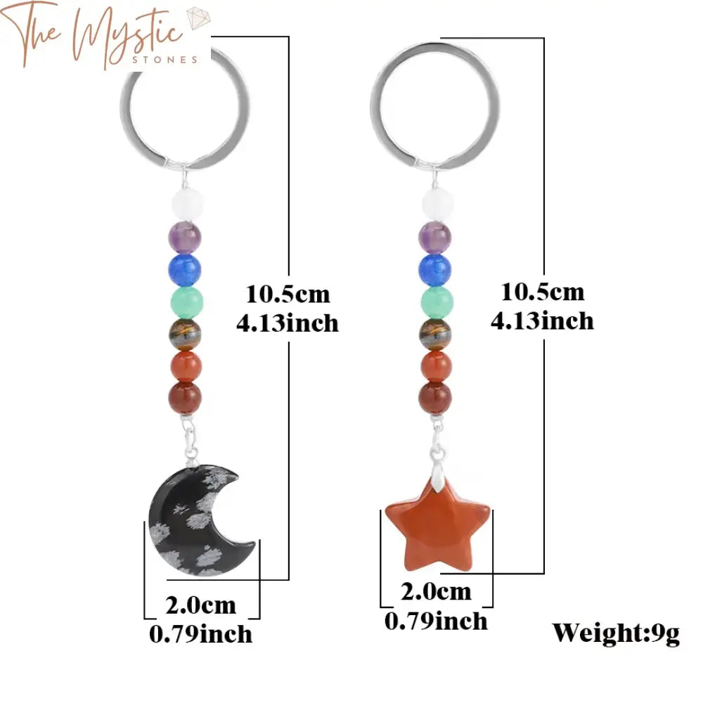 Crescent Moon 7 Chakra Crystal Keychain