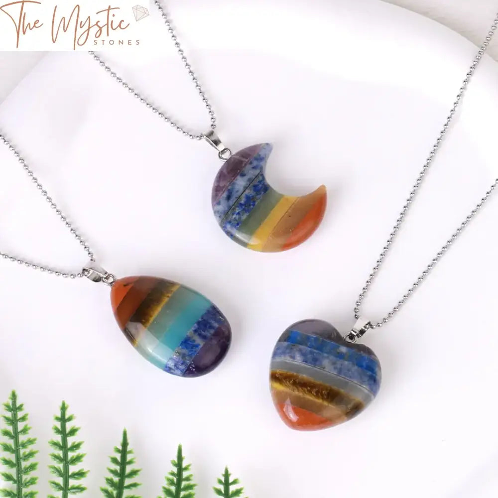 Crescent Moon Chakra Crystal Necklace