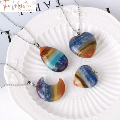 Crescent Moon Chakra Crystal Necklace