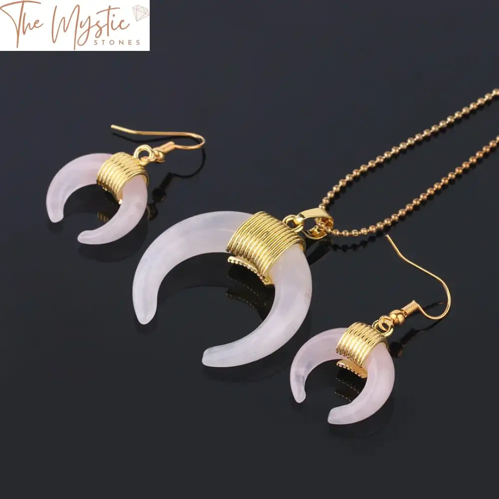 Crescent Moon Natural Stone Jewelry Set