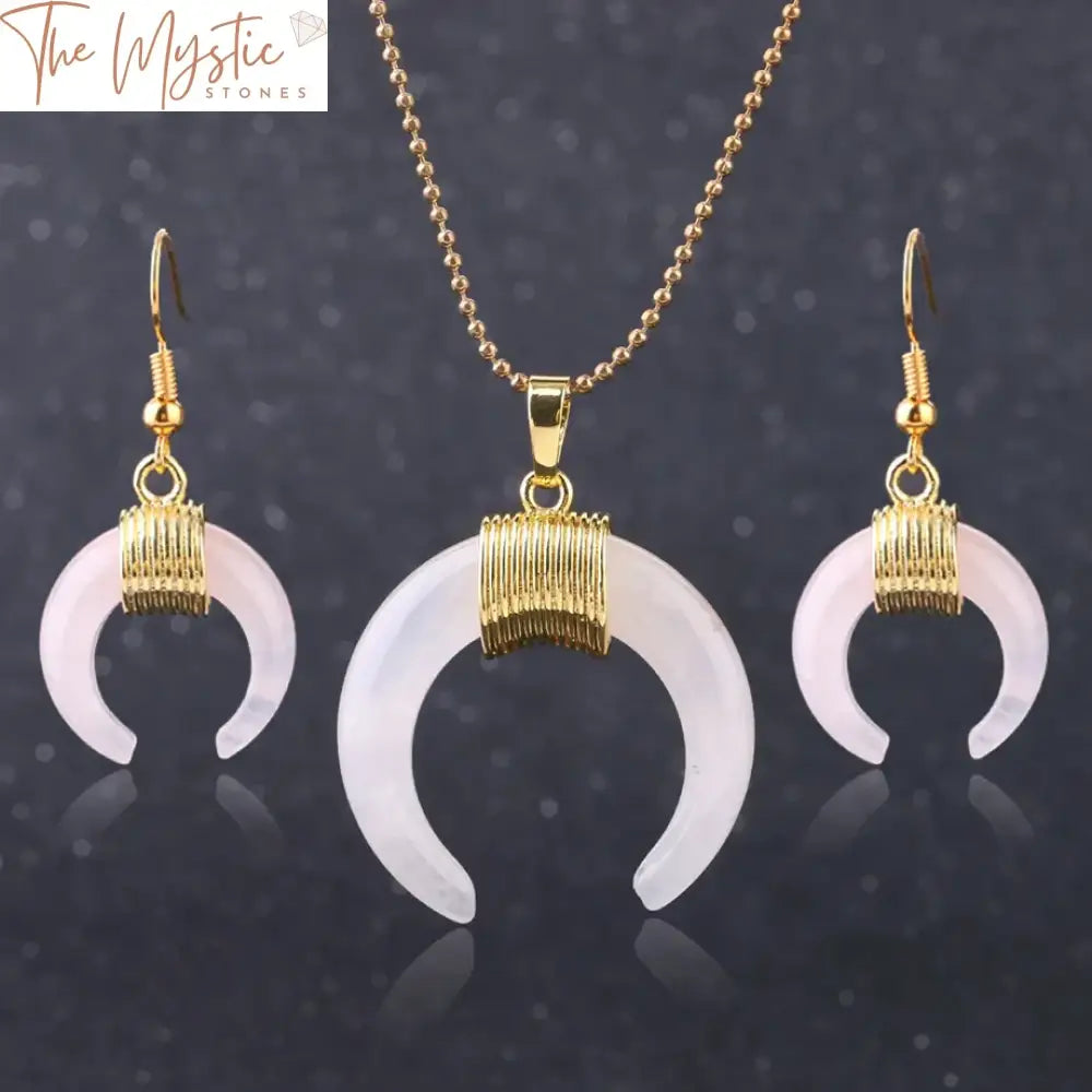 Crescent Moon Natural Stone Jewelry Set