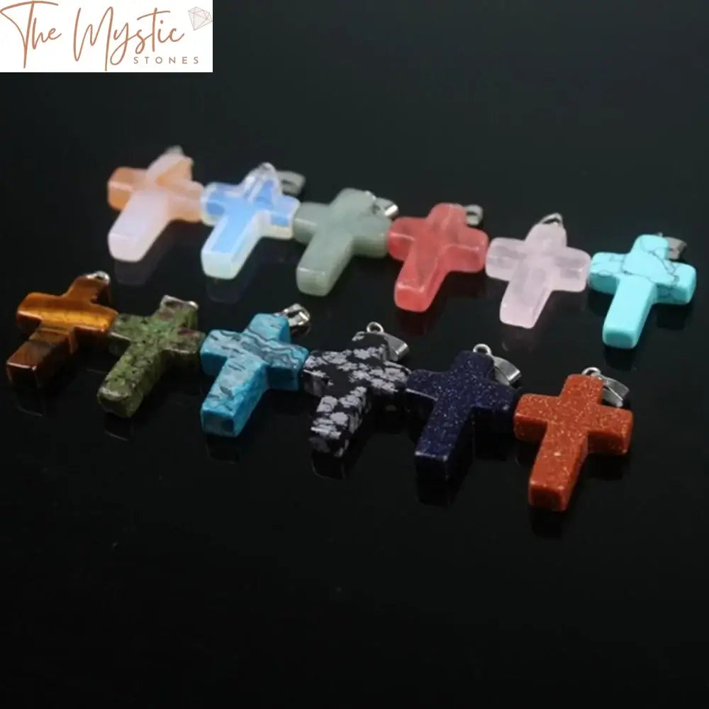 Cross Agate Quartz Pendant Set - 10Pcs