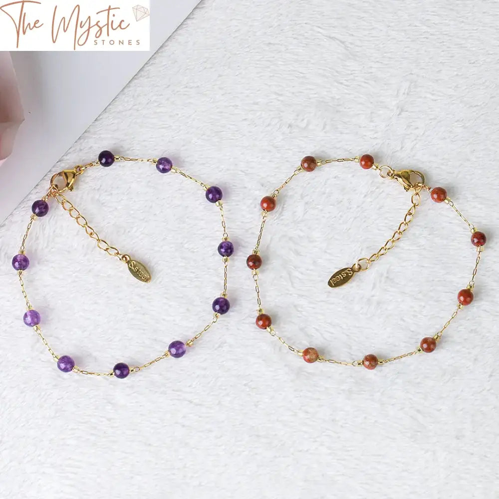 Crystal Bead & Gold-Tone Stainless Steel Bracelet