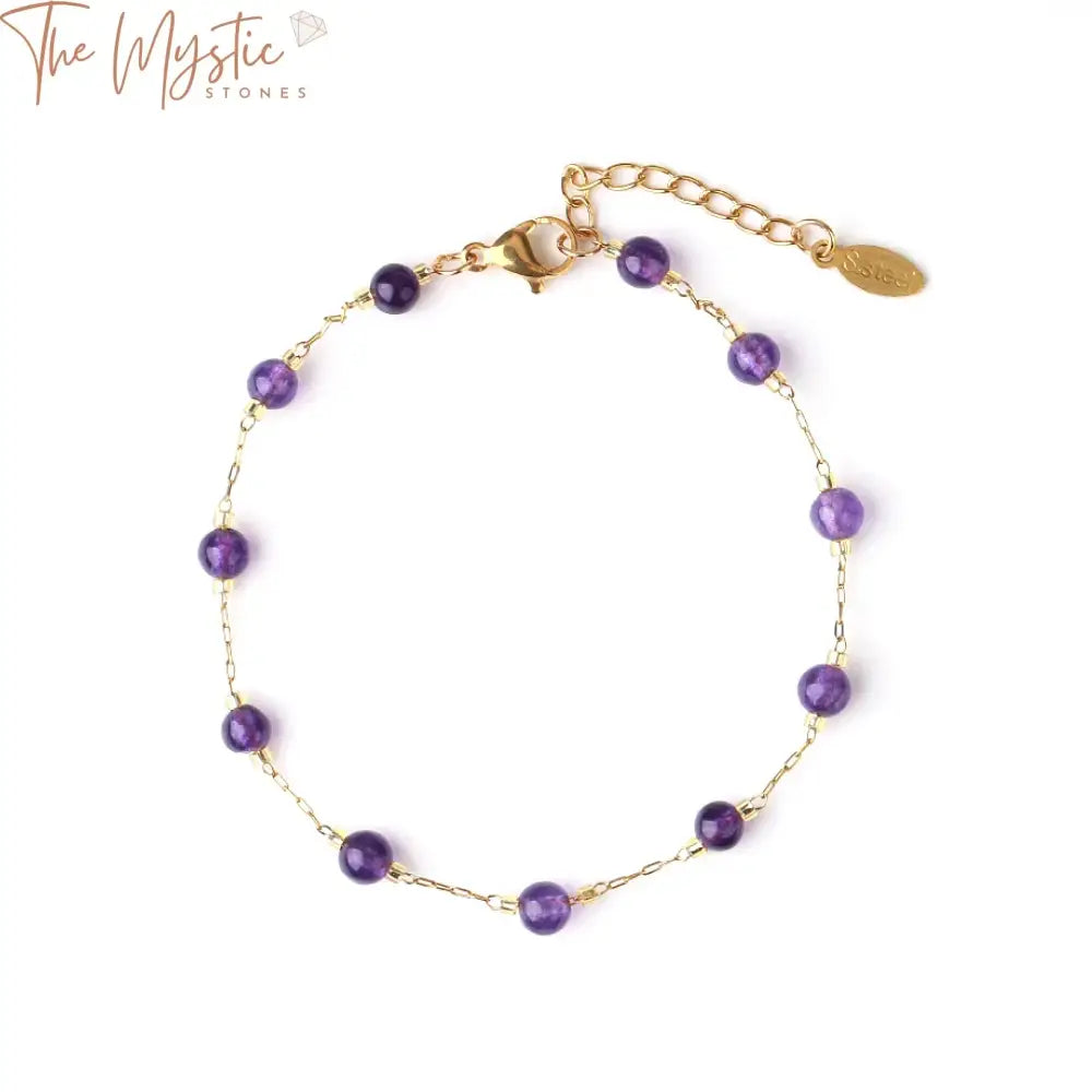 Crystal Bead & Gold-Tone Stainless Steel Bracelet