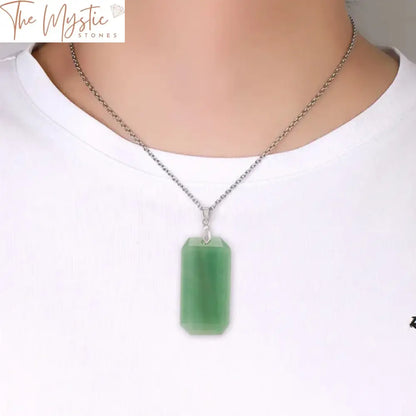 Crystal Coffin Pendant Necklace – Natural Stone With Stainless Steel Chain