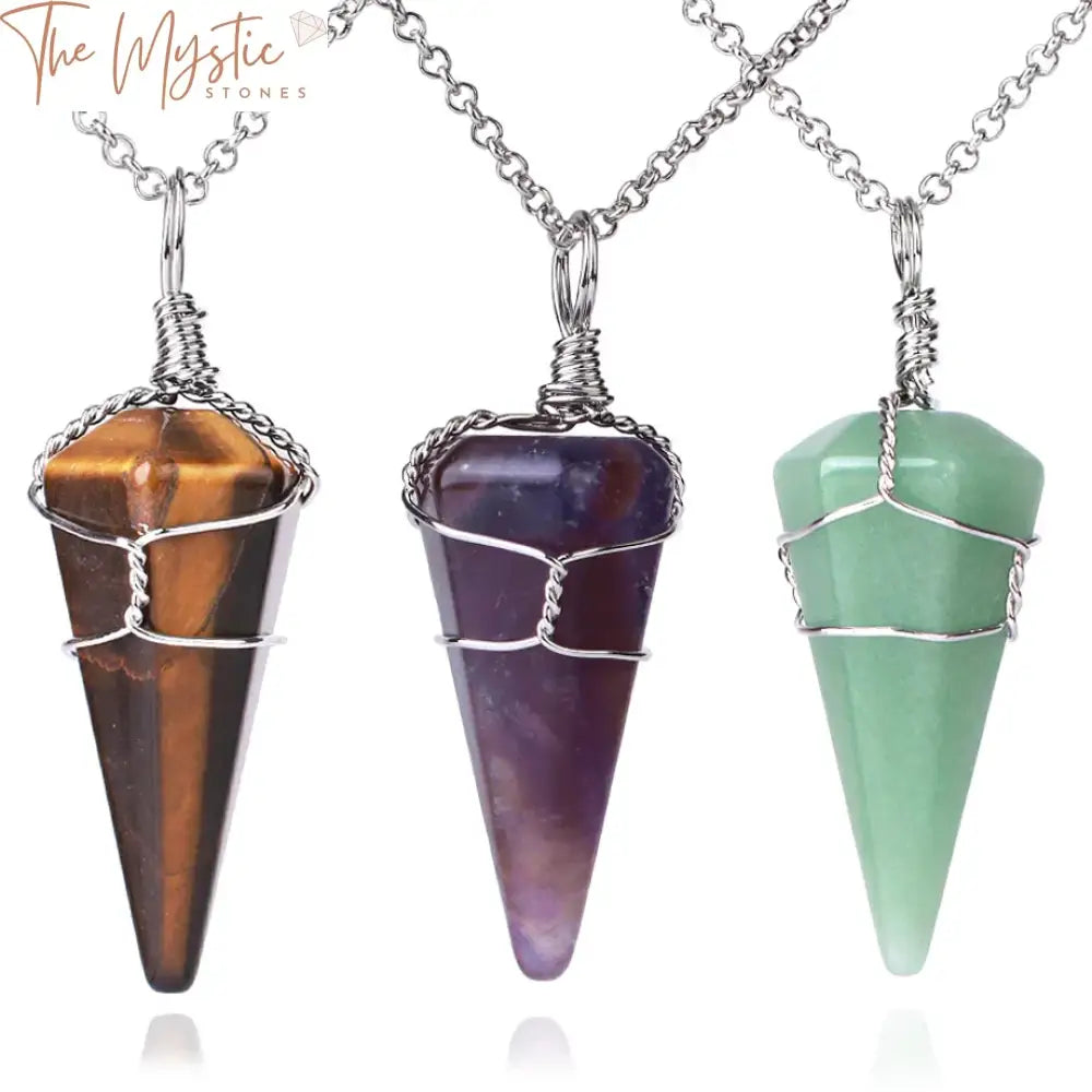 Crystal Cone Stainless Steel Pendant