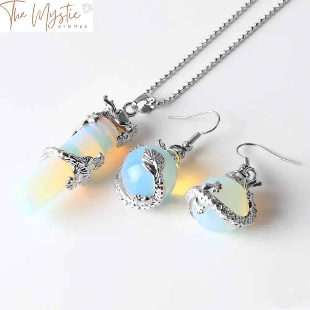 Crystal Opal Dragon Jewelry Set