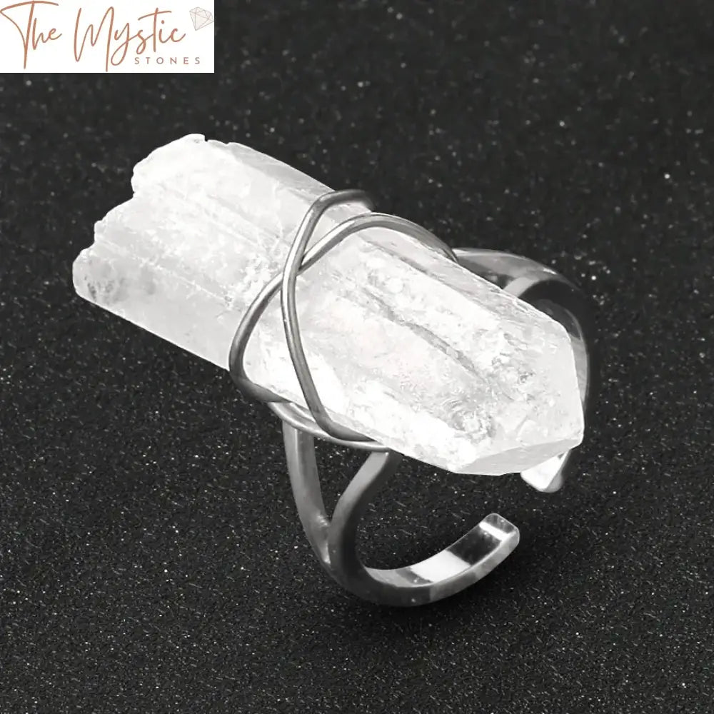 Crystal Pillar Stone Wrapped Ring