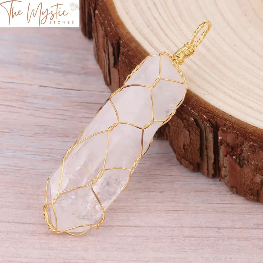 Crystal Pillar Wire-Wrapped Pendant