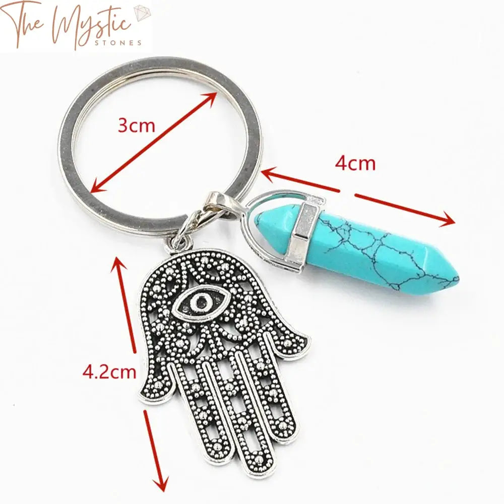 Crystal Point Hamsa Keychain