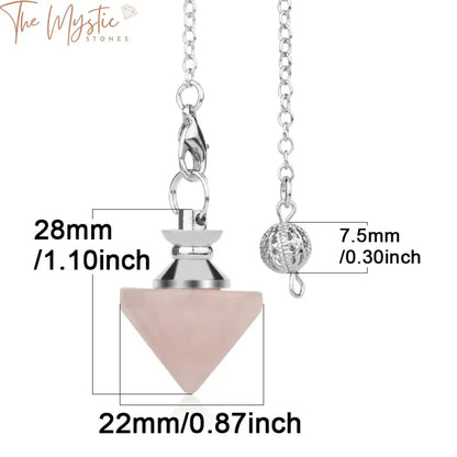 Crystal Quartz Divination Pendulum - Pink Purple Cone Shape