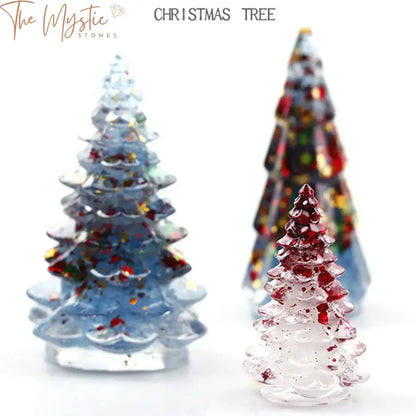 A handcrafted ornament featuring a tree made of colorful natural resin crystal gravel, with branches spreading elegantly.