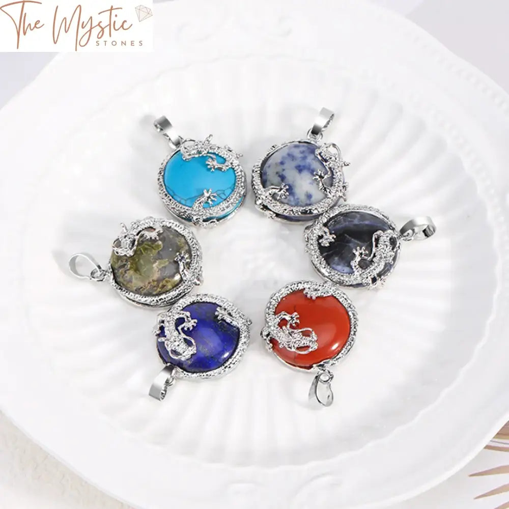 Crystal Round Bead Natural Stone Pendants