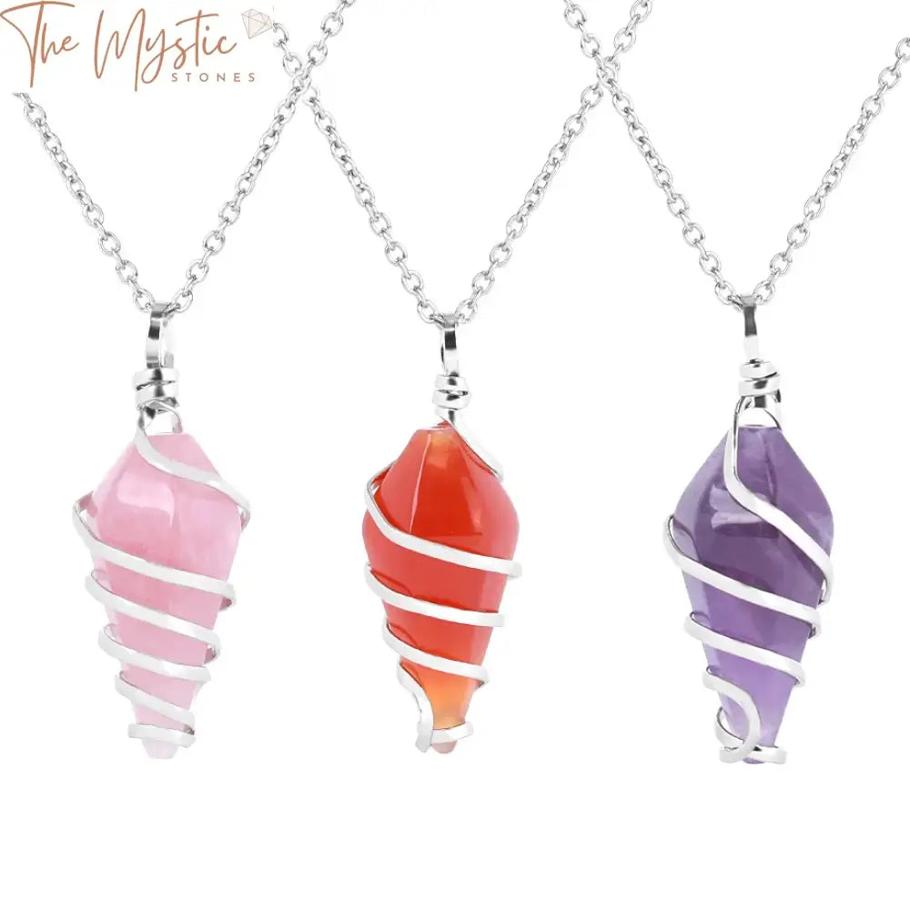 Crystal Spiral Cone Pendant Necklace