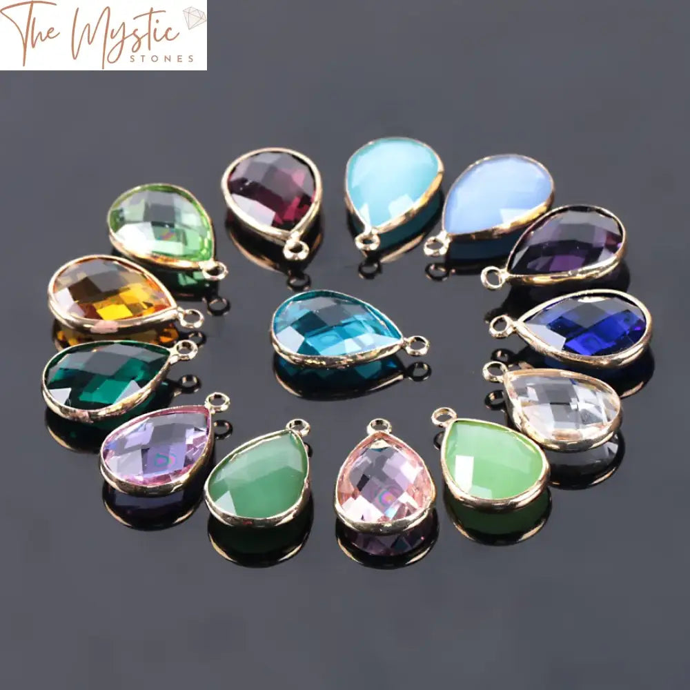 Crystal Tear Drop Pendant Necklace - 10Pc Set