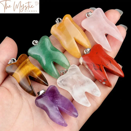 Crystal Tooth Pendant - Chakra Healing Stones