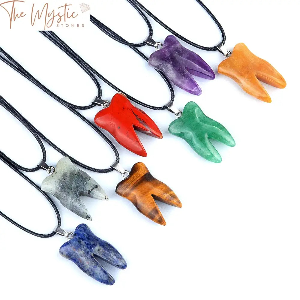 Crystal Tooth Pendant - Chakra Healing Stones