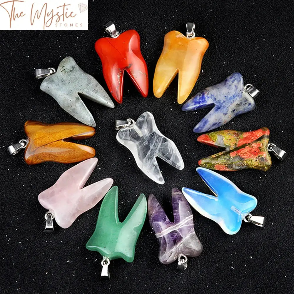 Crystal Tooth Pendant - Chakra Healing Stones