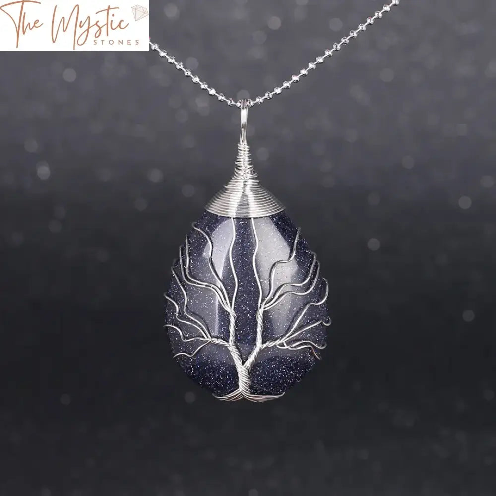 Crystal Waterdrop Tree Of Life Necklace