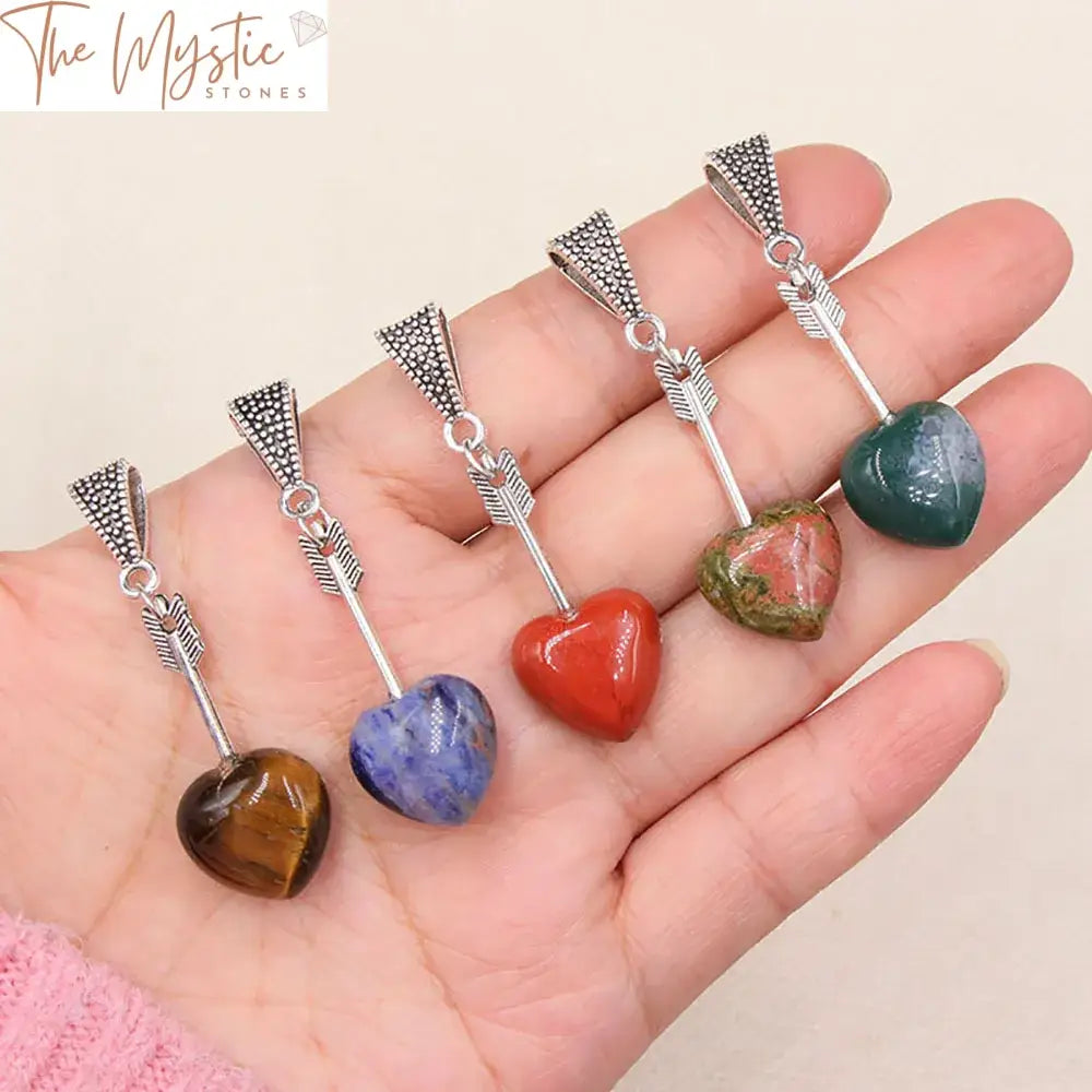 Cupid’s Arrow Heart-Shaped Gemstone Pendant