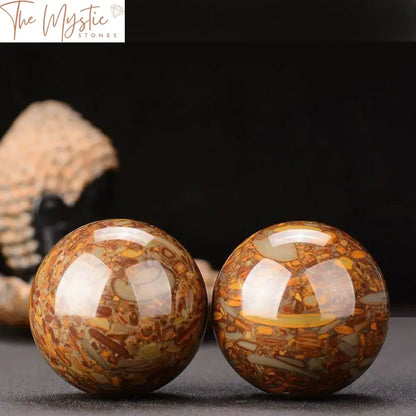 Cyan Nuwa Marble Baoding Balls - 40Mm Bamboo Pattern