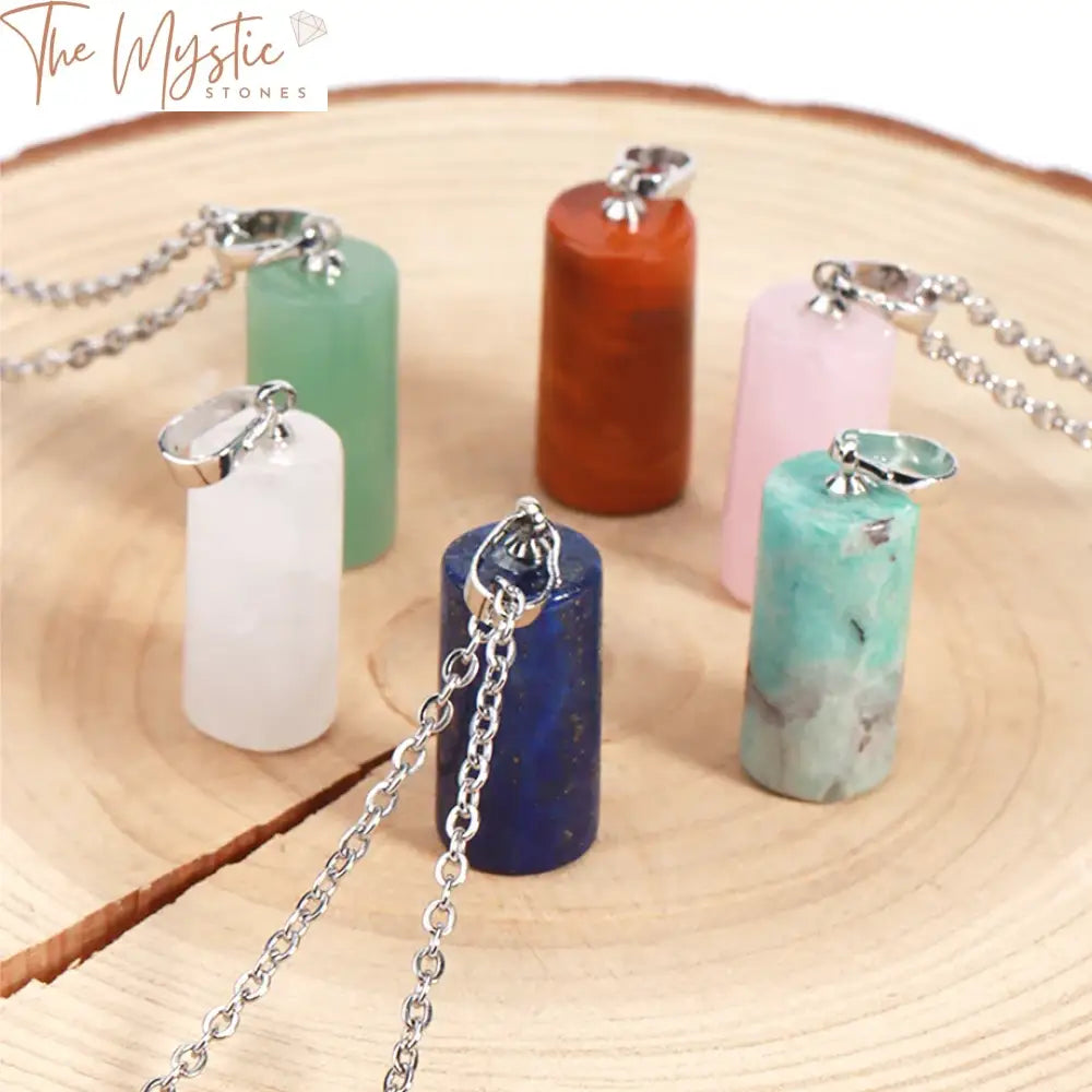 Cylinder Stone Pendant Necklace