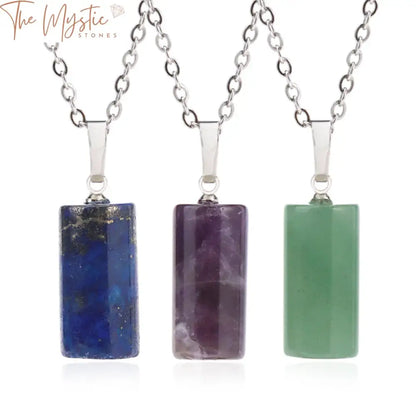 Cylinder Stone Pendant Necklace