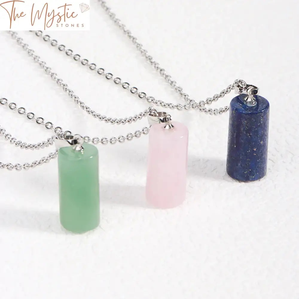 Cylinder Stone Pendant Necklace