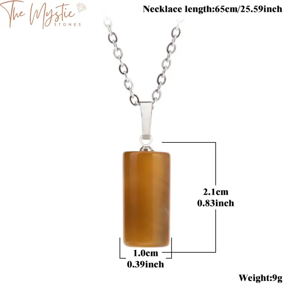 Cylinder Stone Pendant Necklace