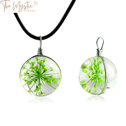 Dandelion Glass Charm Pendant Necklace