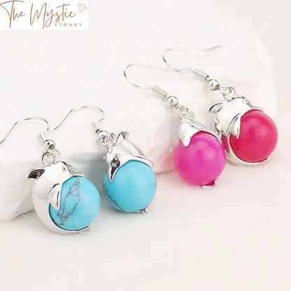 Dolphin Stone Dangle Earrings