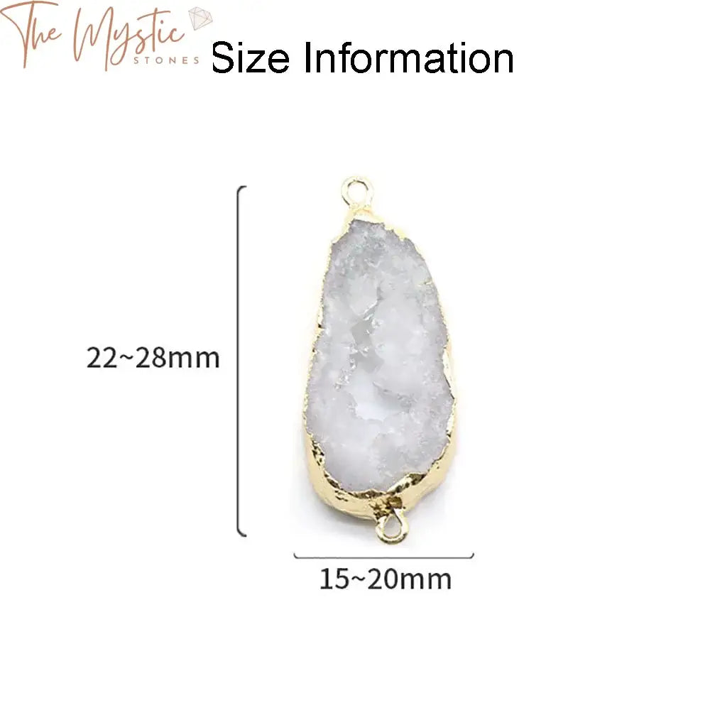 Druzy Agate Geode Crystal Pendant Connectors With Gold Edge